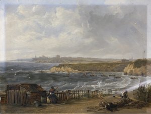 Cullercoats Tynemouth felé néz – árvíz alkotó: John Wilson Carmichael