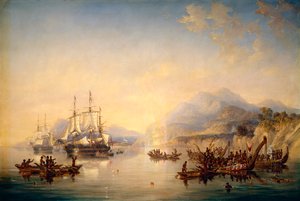 Erebus" és a "Terror" Új-Zélandon, 1841 augusztus, 1847 körül (olaj, vászon) alkotó: John Wilson Carmichael