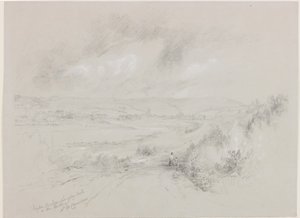 Haydon híd, Langley kastély a távolban (bc és ceruza papíron) alkotó: John Wilson Carmichael