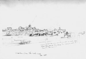 Hexham a vasút felől, 1835 alkotó: John Wilson Carmichael