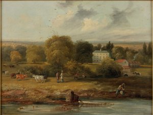 Táj tájházzal, 1838 alkotó: John Wilson Carmichael