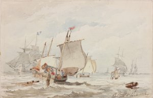 Off Hartlepool (ceruza és akvarell papíron) alkotó: John Wilson Carmichael