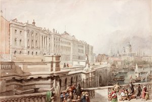 Somerset House és St Pauls a Waterloo hídról (testszín) alkotó: John Wilson Carmichael