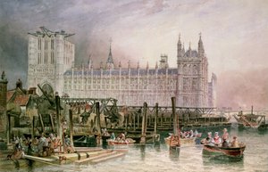 A Parlament házai az építés során alkotó: John Wilson Carmichael