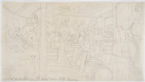 A Wardroom H.M.S. Caesar (ceruza papíron (nyomvonal)) alkotó: John Wilson Carmichael