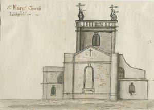Lichfield - Szt. Mária templom: szépia mosás rajz, nd [1784] (rajz)