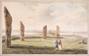 Kilátás a kövekből álló félkörre a Stenhouse-tó partján, Pomona szigetén alkotó: John the Younger Cleveley