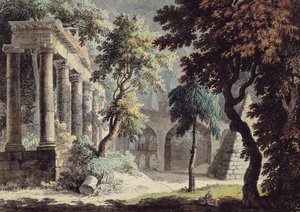 Szaturnusz temploma (római romok) (toll és tinta, akvarell és mosás papíron)