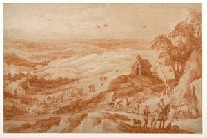Táj figurákkal, szarvasmarhákkal és kocsikkal
