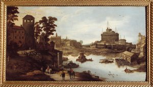 Kilátás a Tiberisre (Tevere) és az Angyalvárra (Castel Sant