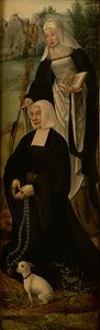 Szent Mónika és egy adományozó, egy oltárdarab egyik szárnya (olaj, tábla) alkotó: Joos van (follower of) Cleve