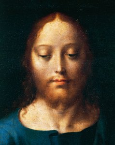Krisztus arca, Az utolsó vacsora, a lerakás oltárának részlete, részlet a kisebb testvérek templomából Genovában, Olaszországban. 1520 körül alkotó: Joos van Cleve