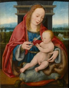 A Szűz a csecsemő Krisztussal bort iszik, c. 1520.