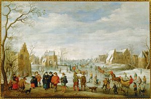 Winterlandscape with skaters ... (festmény vászonra)
