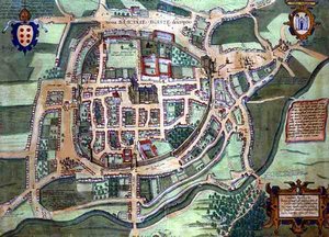 Brac térképe, Georg Braun (1541-1622) és Frans Hogenberg (1535-90) „Civitates Orbis Terrarum”-ból, 1572 körül (színes metszet) alkotó: Joris (after) Hoefnagel