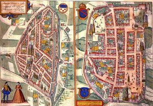 Chartres és Dunois térképei, Georg Braun (1541-1622) és Frans Hogenberg (1535-90) 
