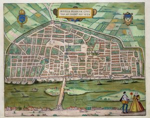 Aurelia térképe, Georg Braun (1541-1622) és Frans Hogenberg (1535-90) „Civitates Orbis Terrarum”-ból, 1572-1617 körül