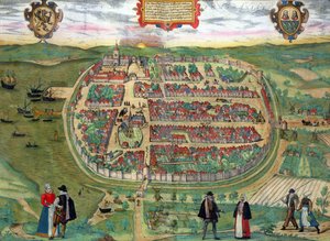 Barth térképe, Georg Braun (1541-1622) és Frans Hogenberg (1535-90) "Civitates Orbis Terrarum" című művéből, 1572-1617 körül.
