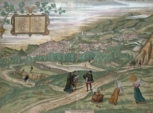 Granada térképe, a „Civitates Orbis Terrarum” I. kötet 4. számából, Georg Braun (1541-1622) és Frans Hogenberg (1535-90), 1565