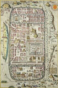 Jeruzsálem és környéke térképe, Georg Braun (1541-1622) és Frans Hogenberg (1535-90) "Civitates Orbis Terrarum" című művéből, 1572-1617 körül (lásd 138905-96). alkotó: Joris Hoefnagel