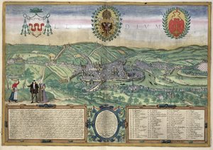 Liege térképe, Georg Braun (1541-1622) és Frans Hogenburg (1535-90) „A világ városai” című művéből, 1572 körül