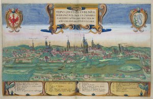 Lublin térképe, Georg Braun (1541-1622) és Frans Hogenberg (1535-90) „Civitates Orbis Terrarum” c. 1572-1617