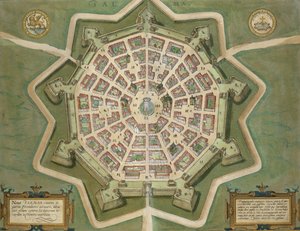Palma térképe, Georg Braun (1541-1622) és Frans Hogenberg (1535-90) „A világ városai” című művéből, 1572 körül
