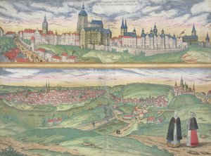 Prága térképe, Georg Braun (1541-1622) és Frans Hogenberg (1535-90) „A világ városai” című művéből, 1572 körül