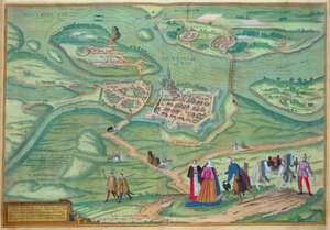 Raab térképe, Georg Braun (1541-1622) és Frans Hogenberg (1535-90) „Civitates Orbis Terrarum”-ból, 1597