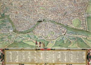Róma térképe, Georg Braun (1541-1622) és Frans Hogenberg (1535-90) „Civitates Orbis Terrarum” című művéből, 1572-1617 körül (lásd: 138955)