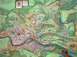 Róma térképe Georg Braun (1541-1622) és Frans Hogenberg (1535-90) „Civitates Orbis Terrarum” című művéből, 1570