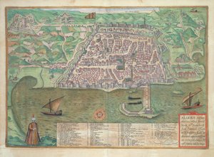 Toledo térképe, Georg Braun (1541-1622) és Frans Hogenberg (1535-90) „Civitates Orbis Terrarum” című művéből, 1566