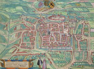 Weimar térképe, Georg Braun (1541-1622) és Frans Hogenberg (1535-90) „Civitates Orbis Terrarum” c. 1572-1617 alkotó: Joris Hoefnagel
