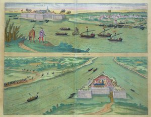 Comorra két képe, Georg Braun (1541-1622) és Frans Hogenburg (1535-90) „Civitates Orbis Terrarum” című művéből, 1572 körül alkotó: Joris Hoefnagel