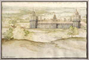 Kilátás a Nonsuch palotára Surreyben, 1567-8 alkotó: Joris Hoefnagel