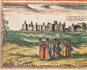 A windsori kastély látképe, Georg Braun (1541-1622) és Frans Hogenberg (1535-90) "Civitates Orbis Terrarum" című művéből 1599 alkotó: Joris Hoefnagel