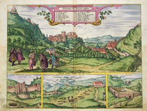 Kilátás az Alhambrára, Georg Braun (1541-1622) és Frans Hogenberg (1535-90) „Civitates Orbis Terrarum” című művéből, 1564 alkotó: Joris Hoefnagel