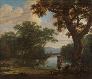 Tájkép halász négyzetrácsos hálóval, 1645-1655 körül (olaj, vászon) alkotó: Joris van der Haagen or Hagen