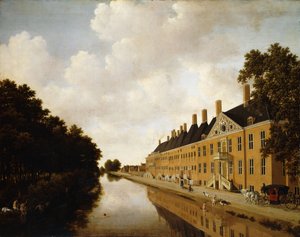 Kilátás a Princessgrachtról, Hágában, a Bezuidenhoutseweg és a Post Singelgracht felé nézve, 1660 körül alkotó: Joris van der Hagen