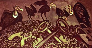 Dekoratív panel II, Az amerikai civilizáció eposzából alkotó: José Clemente Orozco