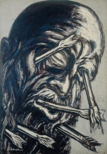 Fej Pierced with Arrows, a Los teules sorozatból alkotó: José Clemente Orozco