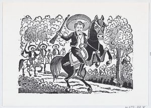 Egy forradalmi katona lóháton puskával Heraclio Bernal, kb. 1880-1910., kb. 1880-1910. alkotó: José Guadalupe Posada