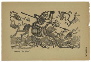 Don Quijote koponyái, 1910-1913 körül, nyomtatva 1943 (fotó-domborműves metszet) alkotó: José Guadalupe Posada