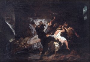Jelenet a Don Quijote-ból, Cervantes - Jelenet a Don Quijote de la Mancha-ból, M. de Cervantes, Jimenez Aranda, Jose (1837-1903). olajfestmény