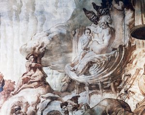 Decoration in the ballroom of Hotel Wandel in Paris, 20th century (fresco)
