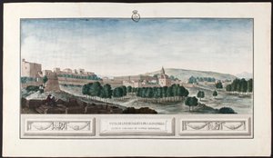 A granadai Alhambra látképe a Torres Bermejas kastélyból alkotó: José de Hermosilla