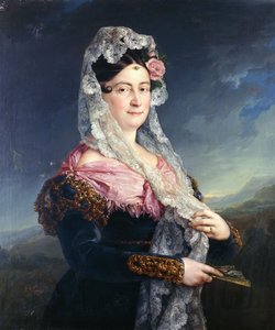 Dona Maria de los Dolores Gomez de las Casas e Ibarrondo, Ulagares első márkinéja háromnegyed hosszúságú portréja, alkotó: Jose Camaron