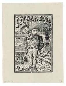 Torreóntól Lerdóig, 1905 körül, nyomtatva 1942 (metszet) alkotó: José Guadalupe Posada