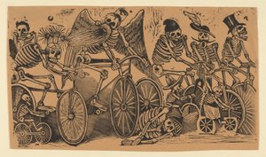 Skelette (Calaveras) auf Fahrrädern alkotó: José Guadalupe Posada