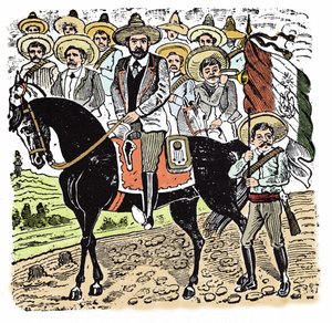A mexikói forradalom (1910-1920): Francisco Indalecio Madero (1873-1913) mexikói forradalmár portréja. Jose Guadalupe Inn (1852-1913) xilográfiája.